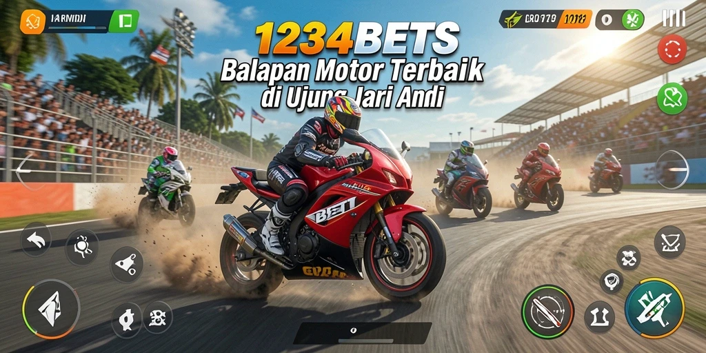 Gameplay seru dan cepat di 1234BETS dengan balapan motor yang menegangkan.