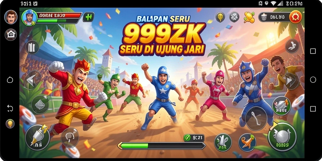 Tampilan balapan seru dalam 999ZK dengan kendaraan cepat.