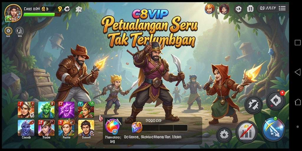 Tampilan menarik dari gameplay petualangan C8VIP yang seru.