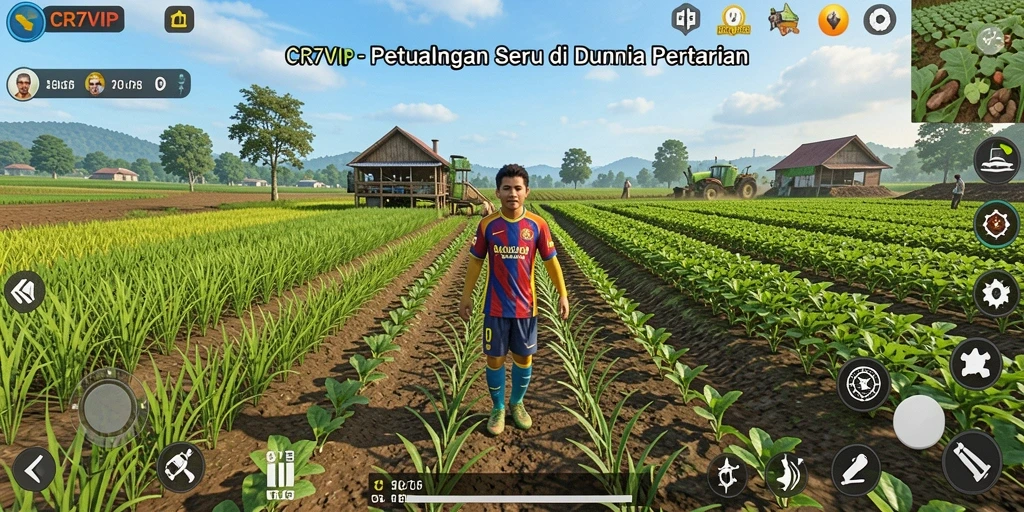 Tangkapan layar gameplay <strong>CR7VIP</strong> menunjukkan keindahan lahan pertanian yang subur.