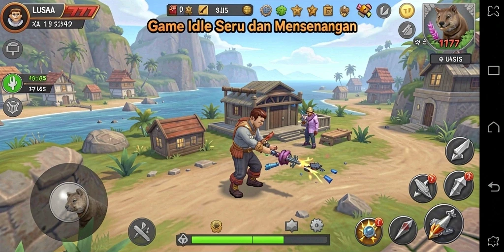 Tampilan gameplay menarik dari LUSA777 dengan elemen idle.