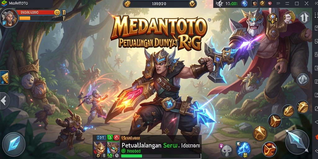 Screenshot gameplay MEDANTOTO yang menampilkan pertarungan epik dalam dunia RPG.