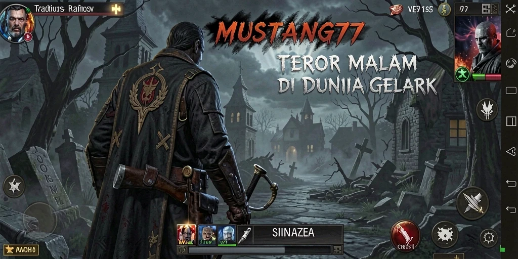 Tampilan gameplay <strong>MUSTANG77</strong> yang menegangkan dan mencekam saat petualangan dimulai.