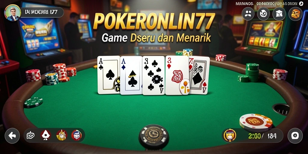 Tampilan gameplay seru dalam POKERONLIN77 dengan pemain aktif.
