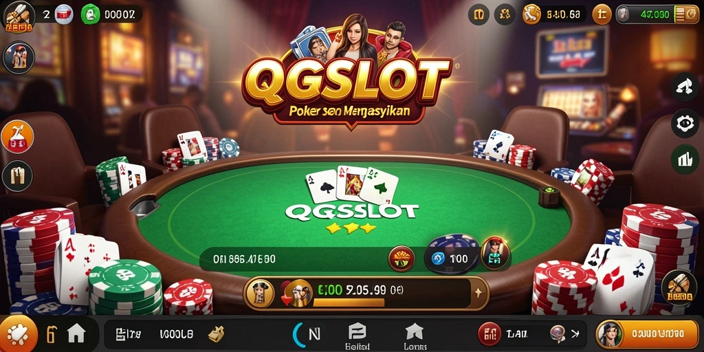 Screenshot gameplay QQSLOT menampilkan suasana poker yang seru.