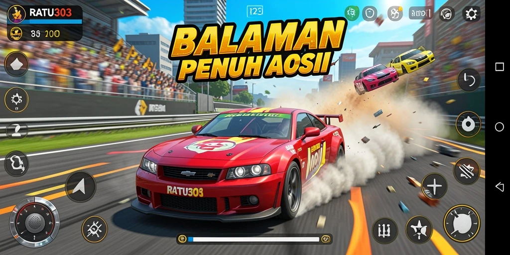 Gameplay balapan seru di RATU303 dengan lintasan dinamis.