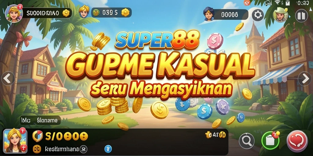 Tampilan gameplay SUPER88 yang ceria dan menghibur.