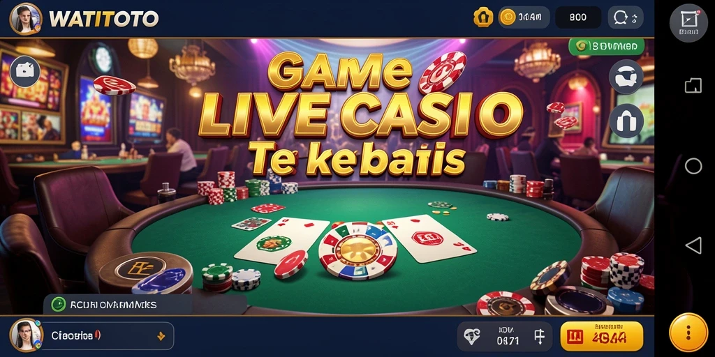 Screenshot gameplay WATITOTO menampilkan dealer dan pemain dalam suasana Live Casino.